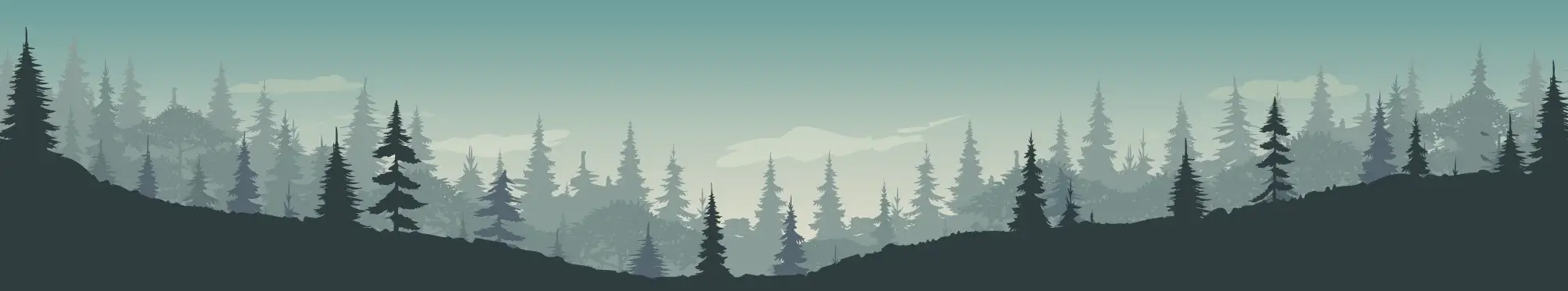 Rätselranger – Illustration von einer Landschaft mit Wald | Outdoor Escape Room | Wanderungen in Thüringen